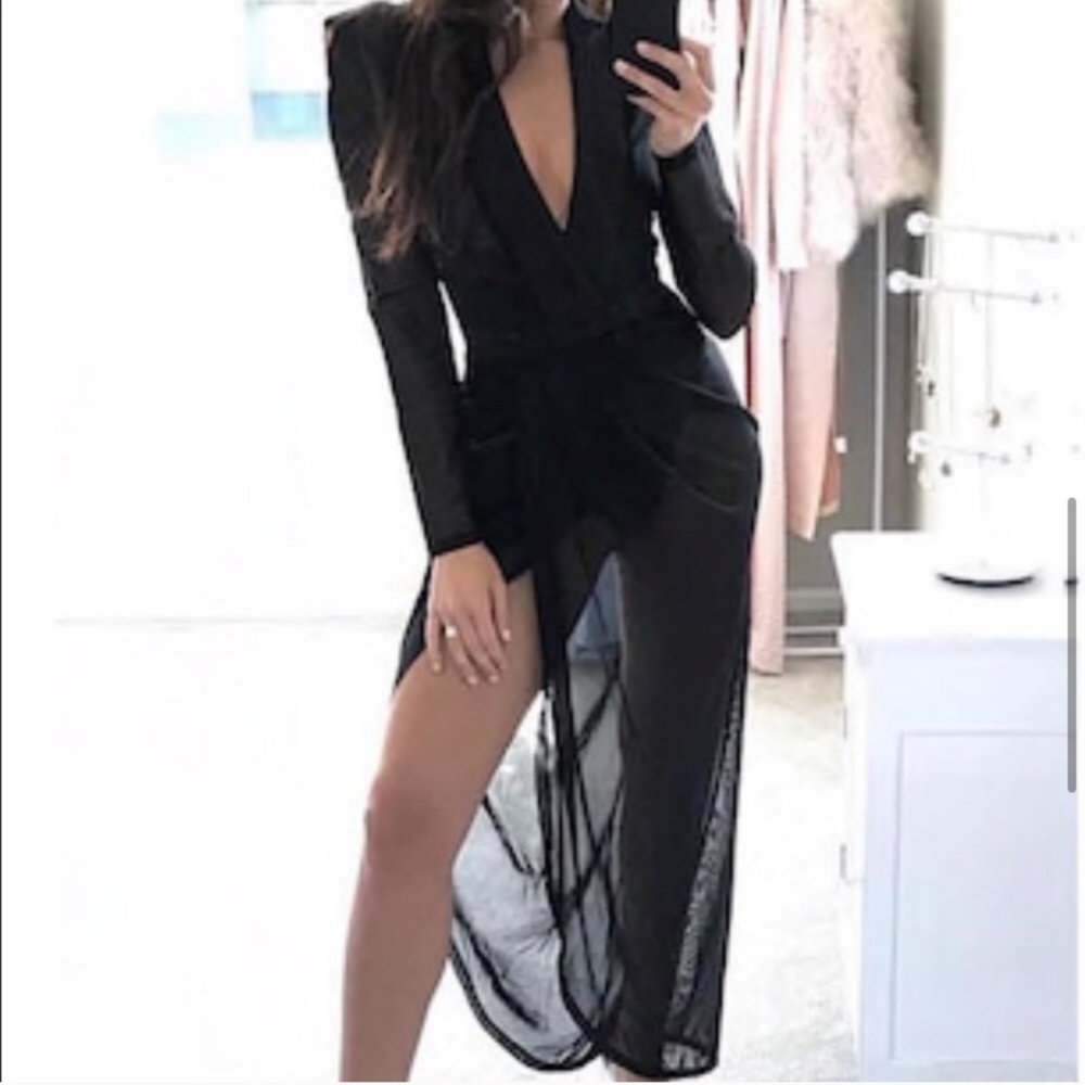 SHEIN sheer black maxi dress
